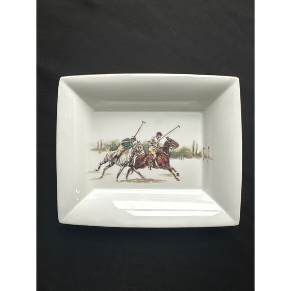 Ralph Lauren Polo Scene Equestrian Wedgwood Bone China 8 inch Tray Trinket Dish - Picture 2 of 11